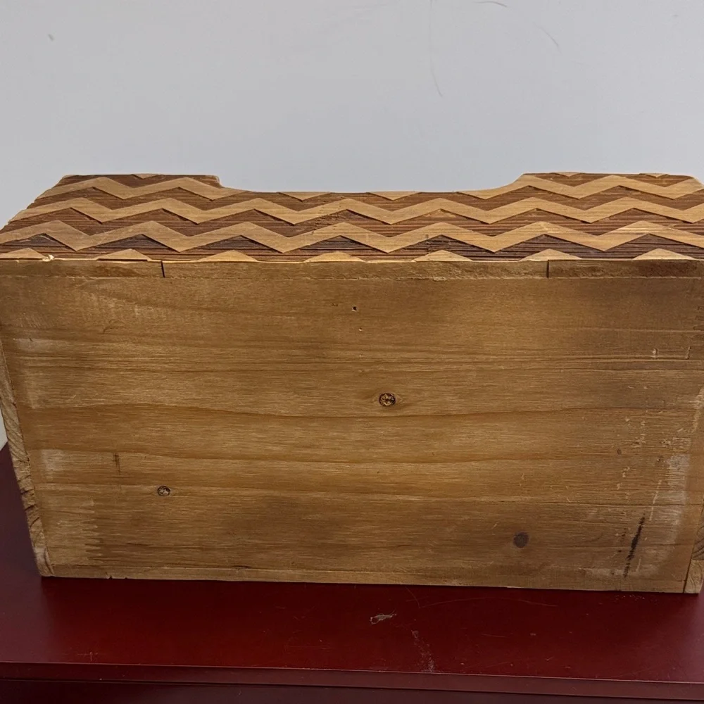 Rustic Wooden Organizer with Chevron Pattern